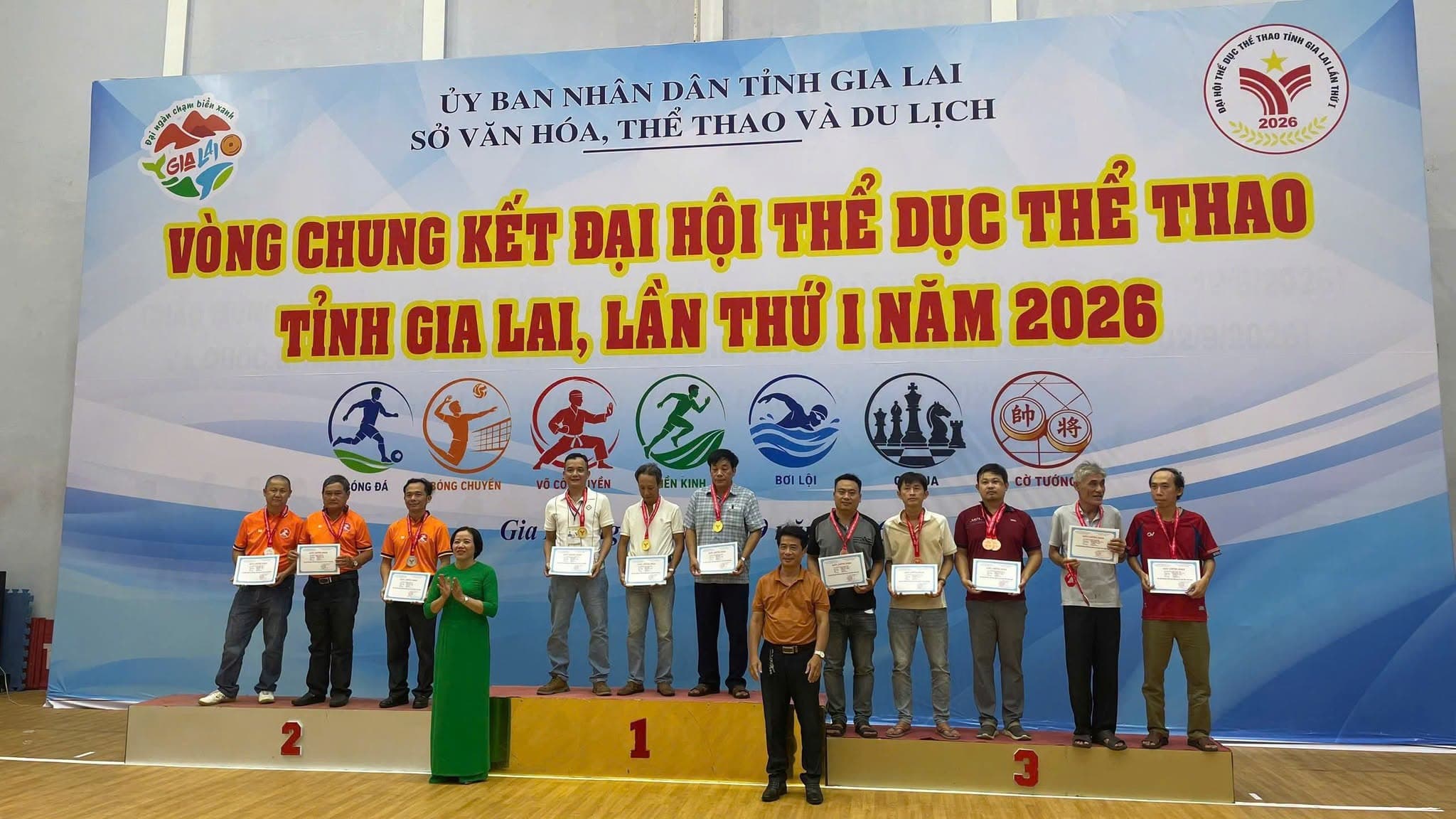 Phường Quy Nhơn Nam giành giải Ba đồng đội nam môn cờ tướng tại Đại hội TDTT tỉnh Gia Lai